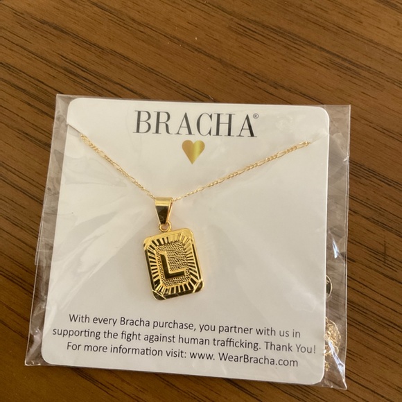 bracha Bags Nwt Bracha Initial Pendant Necklace Letter L Gold Tone Plate Nordstrom 4ktp